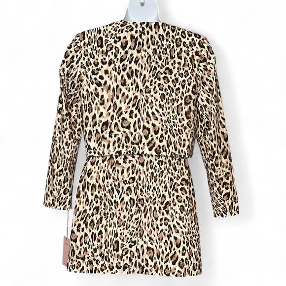 Avec Les Filles Leopard Print Mini Dress Jacket 2pc Set Sz 12 NWT Party Chic - Picture 7 of 13